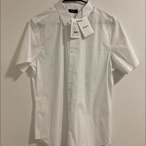 Theory Sylvain Wealth Short Sleeve Slim Fit Shirt - White M - w/ tags Brand New